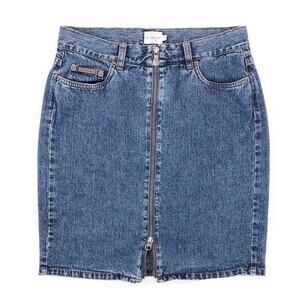Calvin Klein CK denim zip front mini jean skirt Y2K 2000s vintage